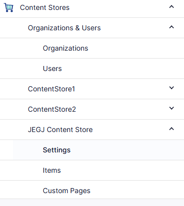 Perfion Content Store - sidebar menu