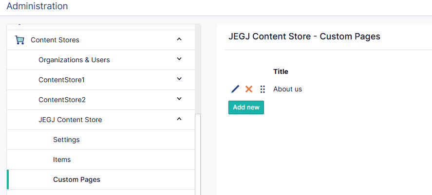 Perfion Content Store-custom pages