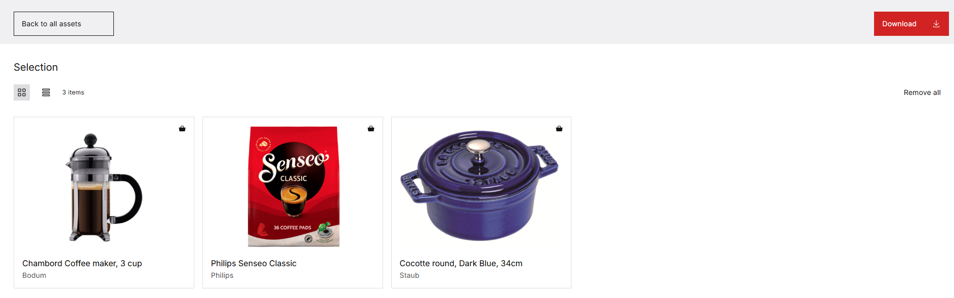 Perfion Content Store - basket-content