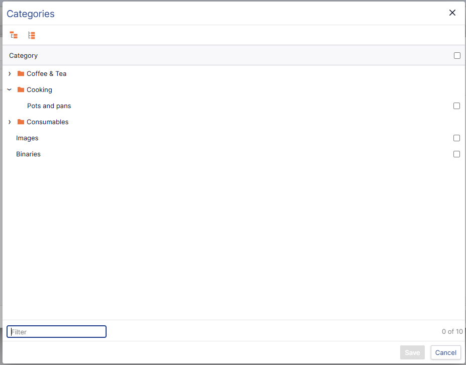 Perfion Content Store specify categories