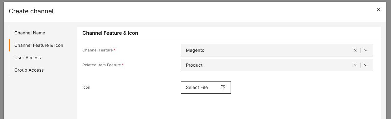 Add your Magento feature as the Channel Feature and Products as the Related Item Feature